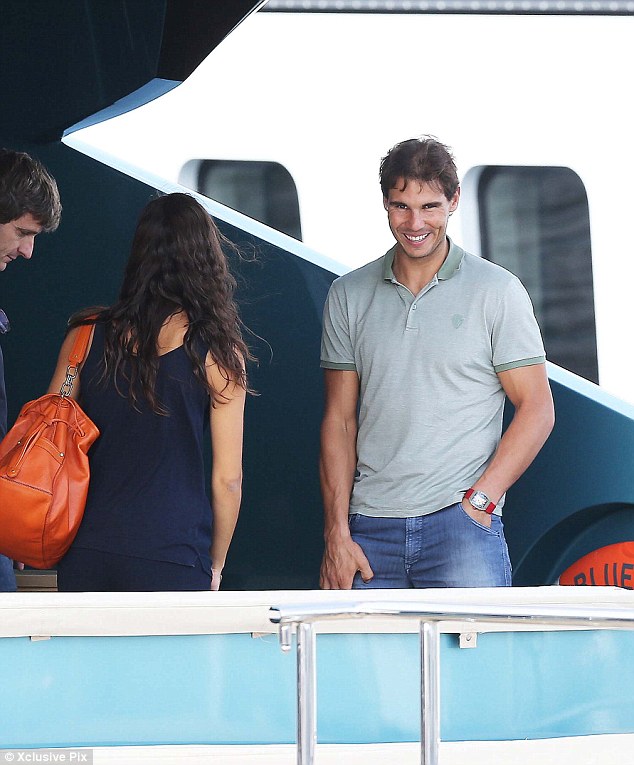 rafael nadal on board superyacht Blue Ice with girlfriend in cannes