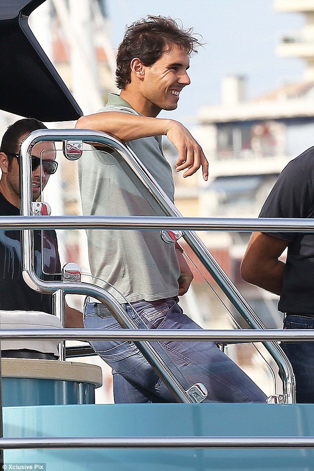 rafael nadal hangs out on board superyacht Blue Ice in cannes