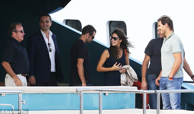 rafael nadal inspects luxury yacht Blue Ice with girlfriend in cannes