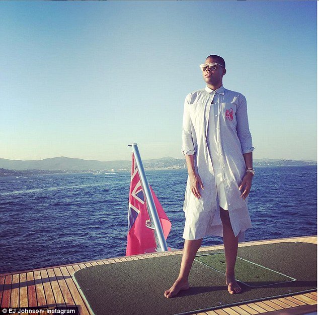 magic johnson's son EJ at golfing tee on rented yacht amadeus